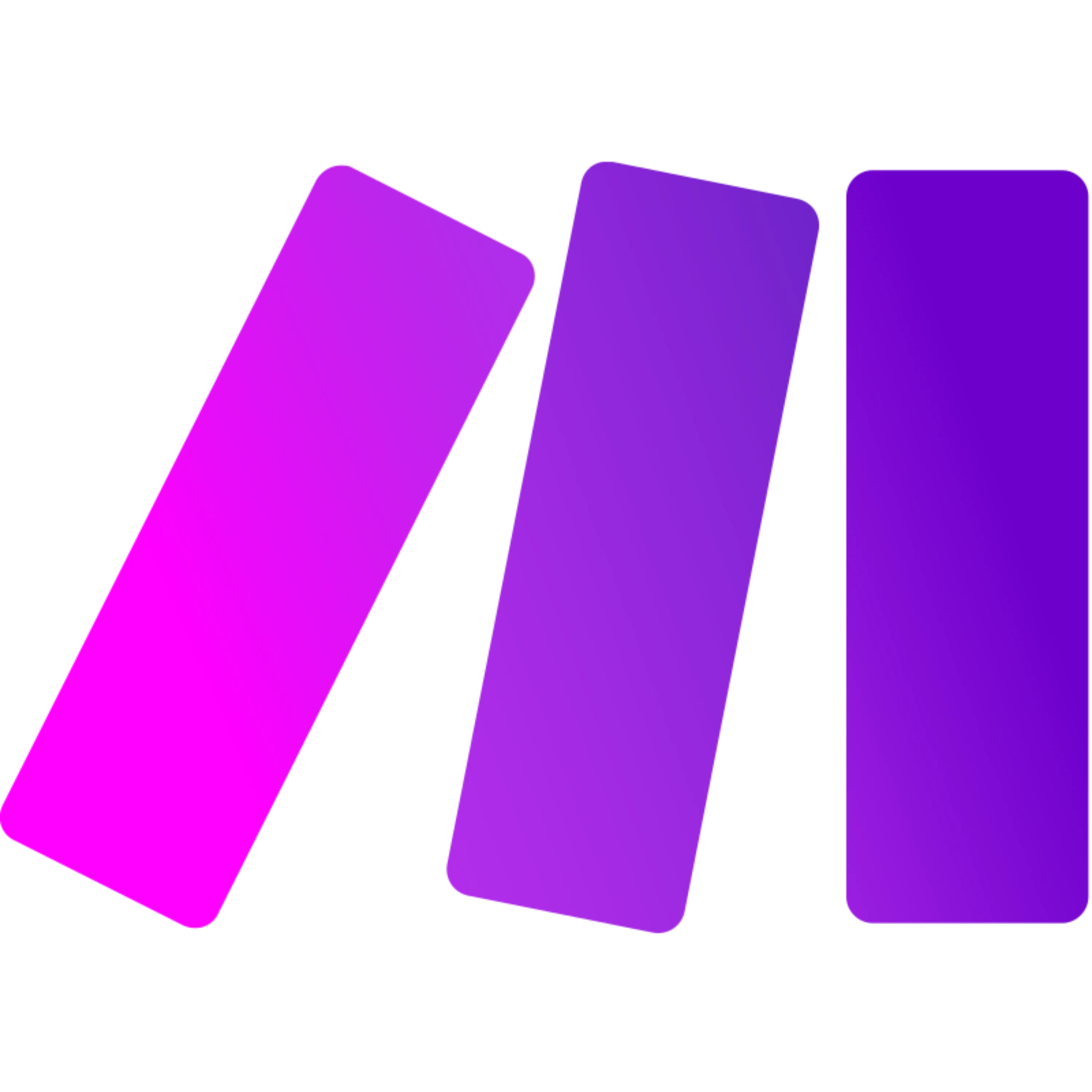 logo make pink to purple on a black background.